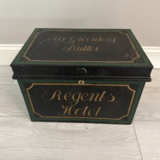 Antique Regents Hotel Butler Box Identified Named Mr Greeleaf Very Rare Metal  picture