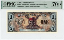 2011 $1 Disney Dollar On Stranger Tides PMG 70 ✮ EPQ TOP POP (DIS158) picture