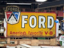 FORD AMERICA'S FAVORITE V-8 METAL SIGN 101”x 51” Rare 2 Piece Sign picture