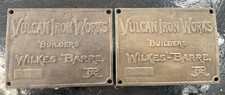 Vulcan Iron Works Wilkes Barre PA Luzerne County Matched Pair Builders Plate Set picture