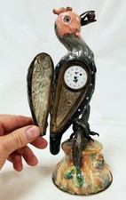 Antique Austria Viennese Enamel & Silver Clock Bird Figure picture