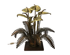 Maison Jansen Brass Lilies Table Lamp Midcentury Modern Hollywood Regency 1970s picture
