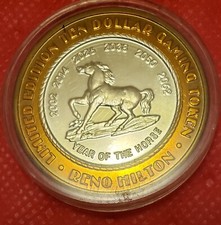 HILTON Reno $10 Gaming Token Limited Edition/.999 Fine Silver. Year of The Horse picture
