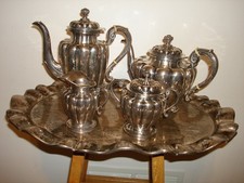 Vtg Mexico Sanborns Sterling Silver Coffe Tea Pots Sugar Milk Bowl Tray 5Pc Set picture