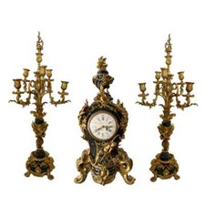 Exquisite 19th-Century Tiffany & Co. Bronze and Gilt Clock with Ornate Candelabr picture