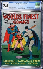 World's Finest Comics #3 CGC VF- 7.5 White Pages 1st Scarecrow DC Comics 1941 picture