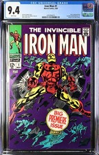 Iron Man #1 (1968) CGC 9.4 NM WHITE Pages KEY Origin Iconic Gene Colan Cover picture