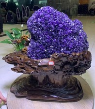 101LB Top Natural Amethyst Flower Quartz Crystal Specimen Reiki Healing + STAND picture