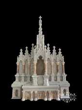 BEAUTIFUL CARVED MARBLE CUSTOM GOTHIC CHURCH ALTAR - JX1001 picture