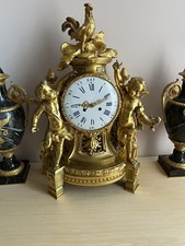 19th Century French Bronze Louis 16th Clock With Cherub And Rooster Adornment picture