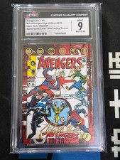 🥟sp 2015 UD MARVEL AVENGERS:AGE OF ULTRON SIGN COMIC COVER STAN LEE/ROY THOMAS picture