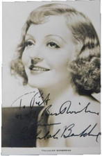 Tallulah Bankhead Signed Photo, 13x8cm, Black & White, Pen Autograph picture
