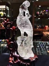 716g Rare A+ Natural Clear Quartz Crystal Carved Crystal Bird Reiki Decor +Stand picture