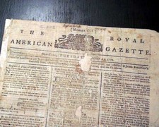 VERY RARE American Revolutionary War Loyalist British Cause 1779 NYC Newspaper picture