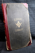 Antique 1900'S Book MASONIC FREEMASON LODGE LEDGER - HARD COVER - RARE picture