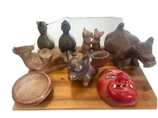 Pre columbian artifacts, Arrowheads, Mexican Mask, Colima Dog, bowl, Chac-Mool picture