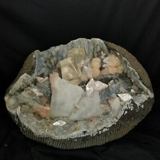 Golden Calcite with Chalcedony Stilbite Geode From India picture