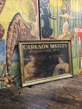 C. 1929 CARLSON SISTERS SIDESHOW ORIGINAL PAINTING SIGN CARNIVAL CIRCUS BOXING picture