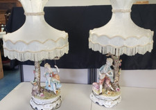 Antique Huge Capodimonte Italian Rococo French Lamps Romeo And Juliet picture
