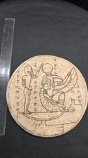 Ojuelos Jalisco Winged Thoth Disc Egyptian Ibis Deity Glyph Artifact Tablet picture