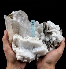Museum Grade Natural Aquamarine Crystal With Star Mica On Matrix From Skardu 4kg picture