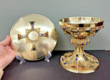 All Sterling Silver St. Remy Chalice and Paten with Enamels & Stones (CU106) picture