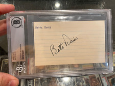 BETTE DAVIS LEGENDARY ACTRESS SIGNED 3X5 INDEX CARD BECKETT picture