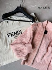 Fendi Mink Zucca Pattern Knit Blouson Bomber Jacket Women Rare Luxury Designer M picture
