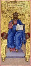ANTIQUE 19с RUSSIANS ICON CHRIST THE ALMIGHTY ENTHRONED ( 12371) 68 х 31,5 Cm picture