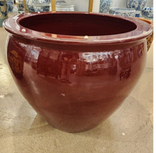 Vintage Oxblood Large Fishbowl Garden Planter Pot-24'' x 20''H picture