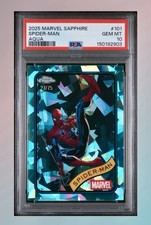 2025 TOPPS CHROME MARVEL SAPPHIRE SPIDER-MAN Aqua Refractor /75 PSA 10 Gem 💎 picture