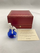 Authentic Cartier Panthere Panther Paperweight Lapis Lazuli Glass Figurine SV925 picture
