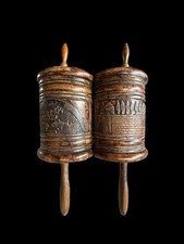 Antique 19CT Jerusalem Jewish Olive Wood Megillah Esther Scroll Torah Purim picture