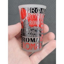 Roma Italy Souvenir Shot Glass Frosted Colosseum Pantheon Trevi Fountain SPQR picture