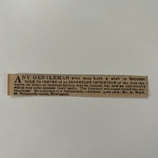 Sole Patentee Of An Important Invention R Ward 1834 London Clipping SAI8-S41 picture