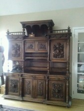 Old Gothic French Royal Family Wood  Strong Well Maintained Carved Buffet picture