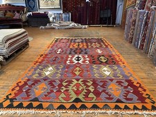 Unique 1930-1950's Stunning Kilim Rug 5’7”x9’7” Turkish Handmade Kilim Rug picture