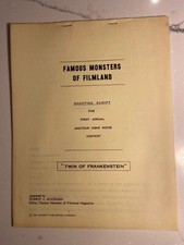 FAMOUS MONSTERS 1963 TWIN OF FRANKENSTEIN Forrest J Ackerman contest script RARE picture
