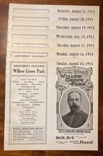RARE 1915 WILLOW GROVE PARK 29 Daily Music Programs SOUSA & HIS BAND L@@K W@W picture