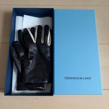 TOMORROWLAND BRUNO CARLO Leather Gloves Black Ivory Italy Unisex picture