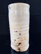Unused Shiro Tsujimura Powdered Flower Vase H 18.3cm Maximum Diameter 8.6cm picture