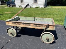 Vintage Early 1900s Chicago Evening American Newspaper Delivery Wagon Newsboy picture