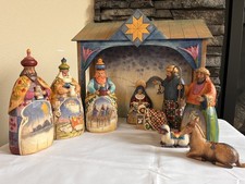 SIGNED Jim Shore 2003 Joy To The World 10 piece Nativity Enesco Heartwood Creek picture