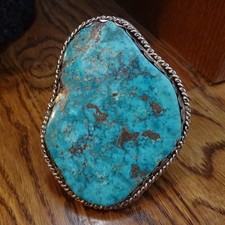 Museum Deaccession OLD NAVAJO Premium Blue Morenci Turquoise Cuff BRACELET Huge picture