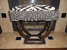 GOTHIC 1920'S FRENCH BENCH SWORD LEGS LARGE PIECE HAMMERED STEEL NEW UPHOLSTERY picture
