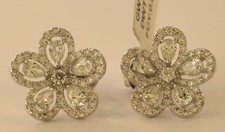 18K WHITE GOLD - DIAMOND (1.33Ct.) FLOWER STUD EARRINGS picture