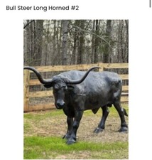 Bull Steer Long Horned #2 Cast Aluminum Statue picture