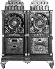 Caille Double Upright Slot Machine Centaur & Big Six 8x10 Reprint Of Old Photo picture