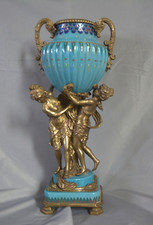 LARGE GILT BRONZE MAIDENS & PTD PORCELAIN FRENCH STYLE URN WONG LEE CHINA 1895 picture