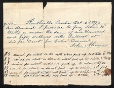 1877 John Abrams Rockville Centre, NY Promissory Note w/ Int. Payment History picture